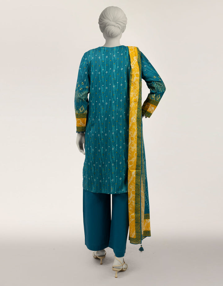 Lawn Teal Stitched Suit - J. Junaid Jamshed