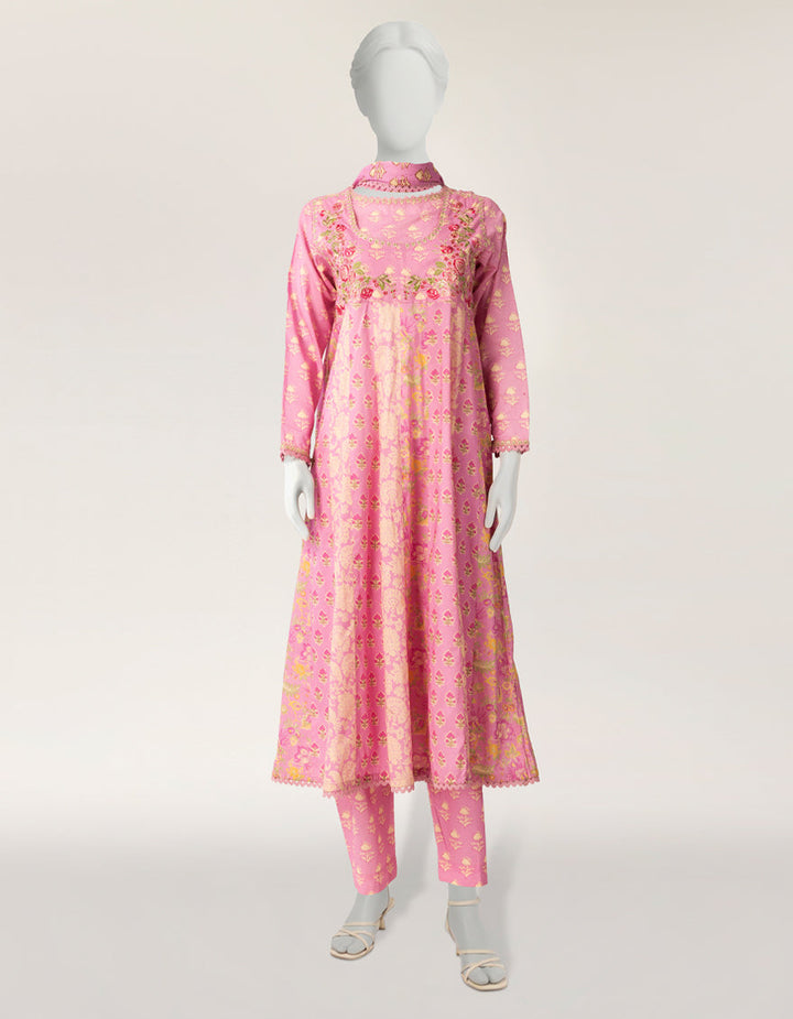 Lawn Pink Stitched Suit - J. Junaid Jamshed