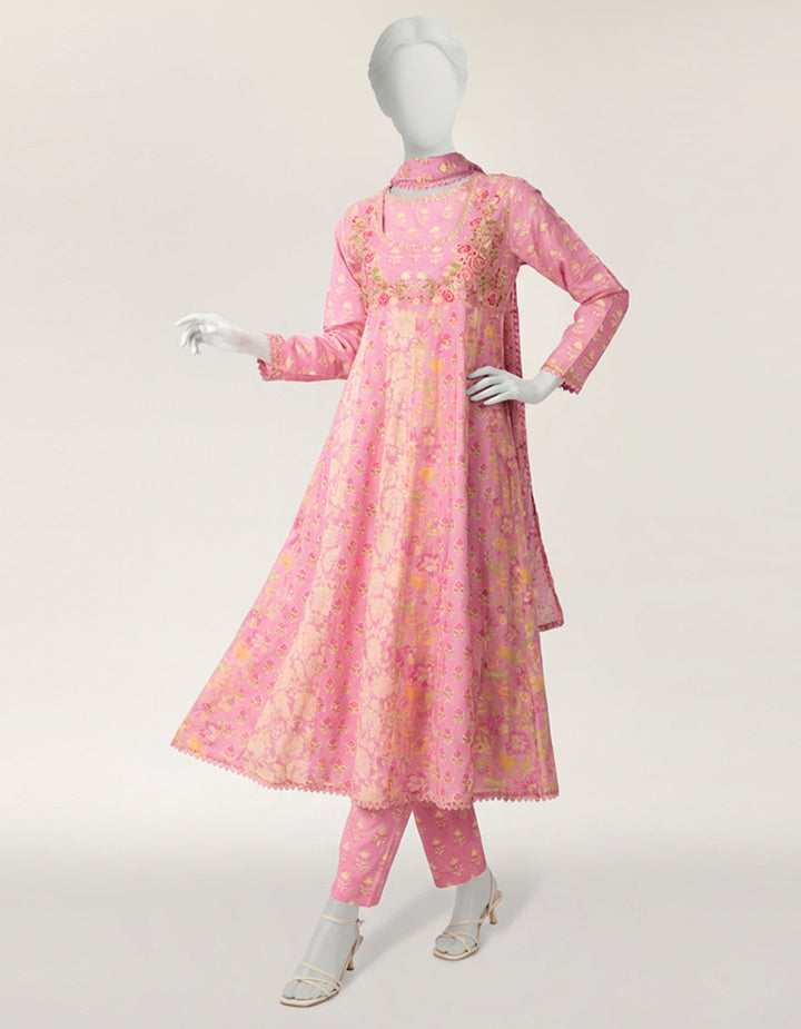 Lawn Pink Stitched Suit - J. Junaid Jamshed