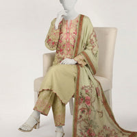 Lawn Green Stitched Suit - J. Junaid Jamshed