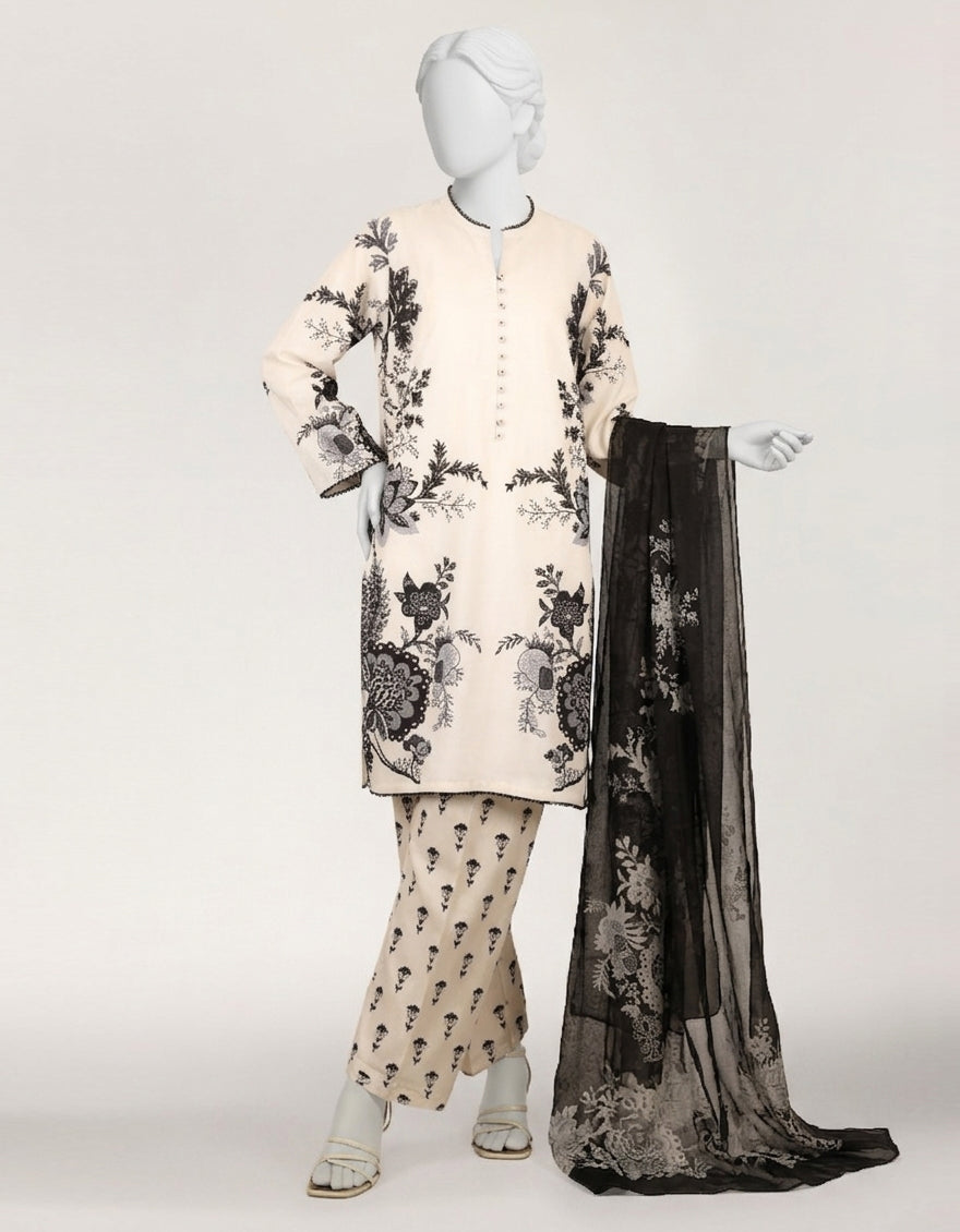 White Stitched Suit - J. Junaid Jamshed