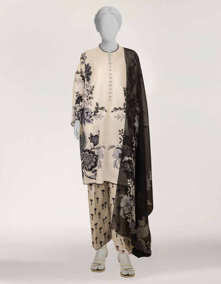 White Stitched Suit - J. Junaid Jamshed