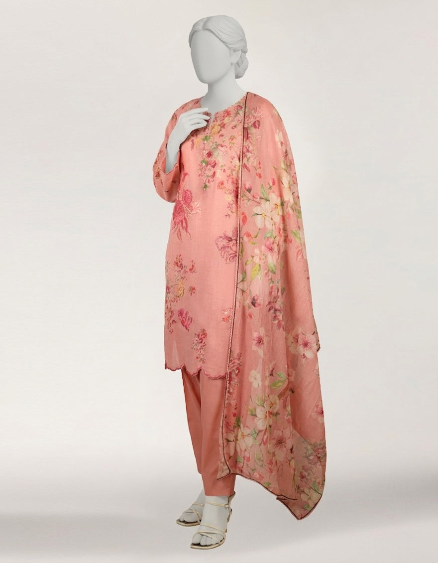 Lawn Pink Stitched Suit - J. Junaid Jamshed
