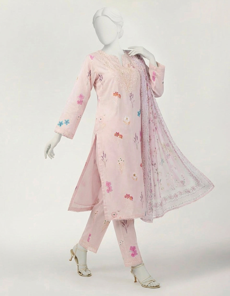 Lawn Pink Stitched Suit - J. Junaid Jamshed
