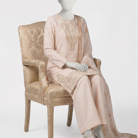 Raw Silk Peach Stitched Suit - J. Junaid Jamshed