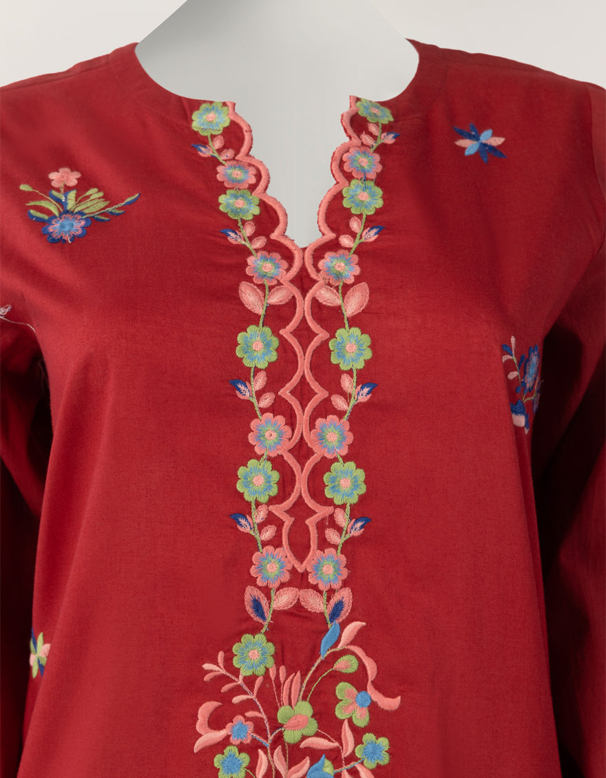 Lawn Maroon Stitched Suit - J. Junaid Jamshed