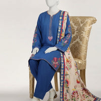 Lawn Blue Stitched Suit - J. Junaid Jamshed