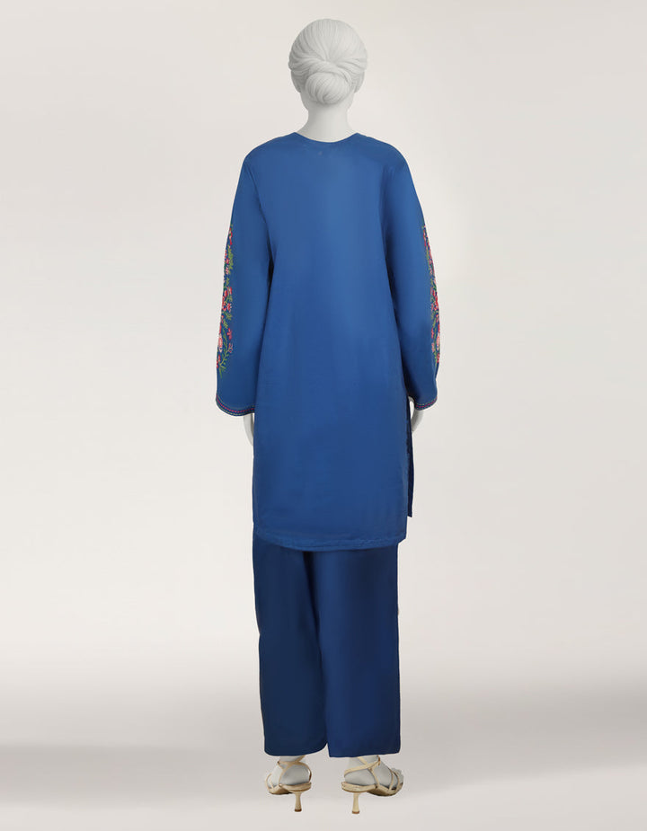 Lawn Blue Stitched Suit - J. Junaid Jamshed