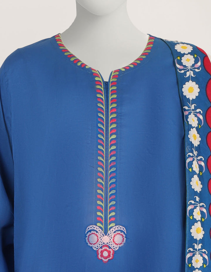 Lawn Blue Stitched Suit - J. Junaid Jamshed