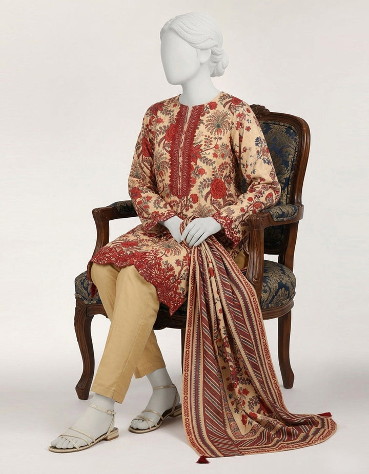 Lawn Multicolor Stitched Suit - J. Junaid Jamshed