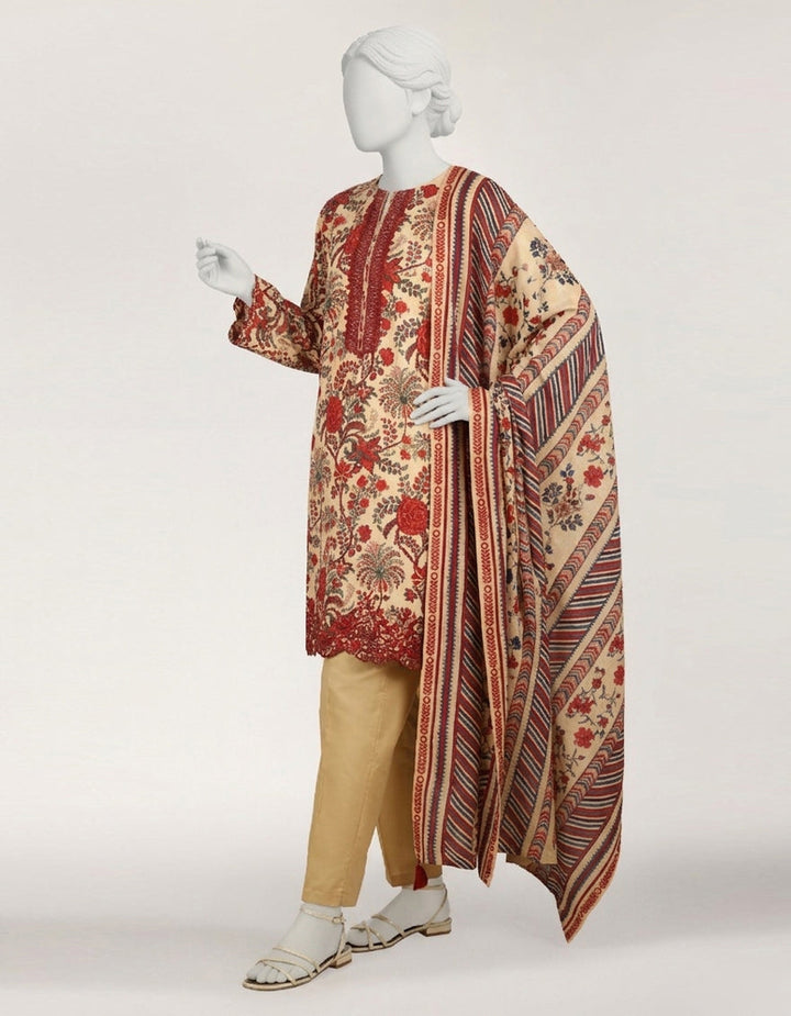 Lawn Multicolor Stitched Suit - J. Junaid Jamshed