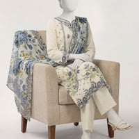 Lawn White Stitched Suit - J. Junaid Jamshed
