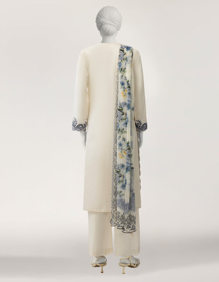 Lawn White Stitched Suit - J. Junaid Jamshed