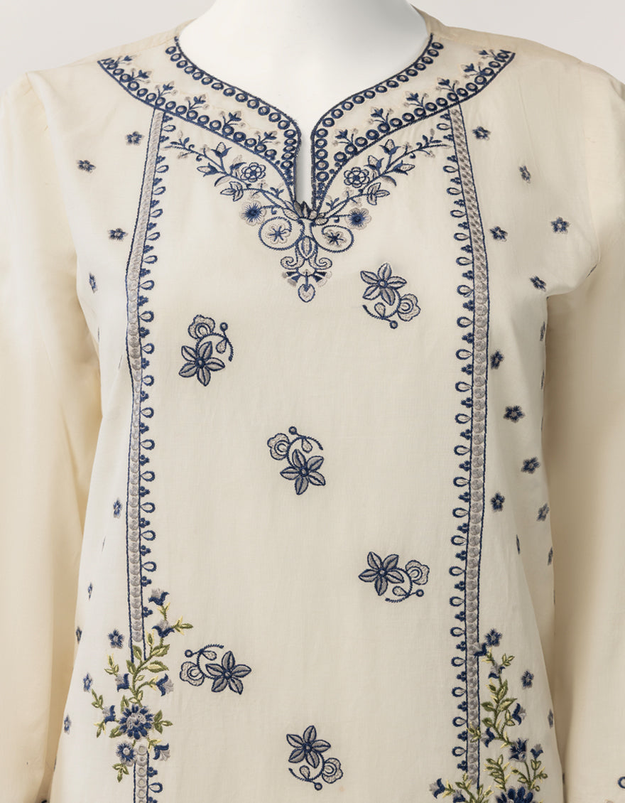 Lawn White Stitched Suit - J. Junaid Jamshed
