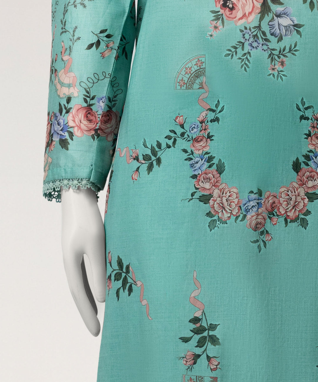 Lawn Aqua Green Stitched Suit - J. Junaid Jamshed
