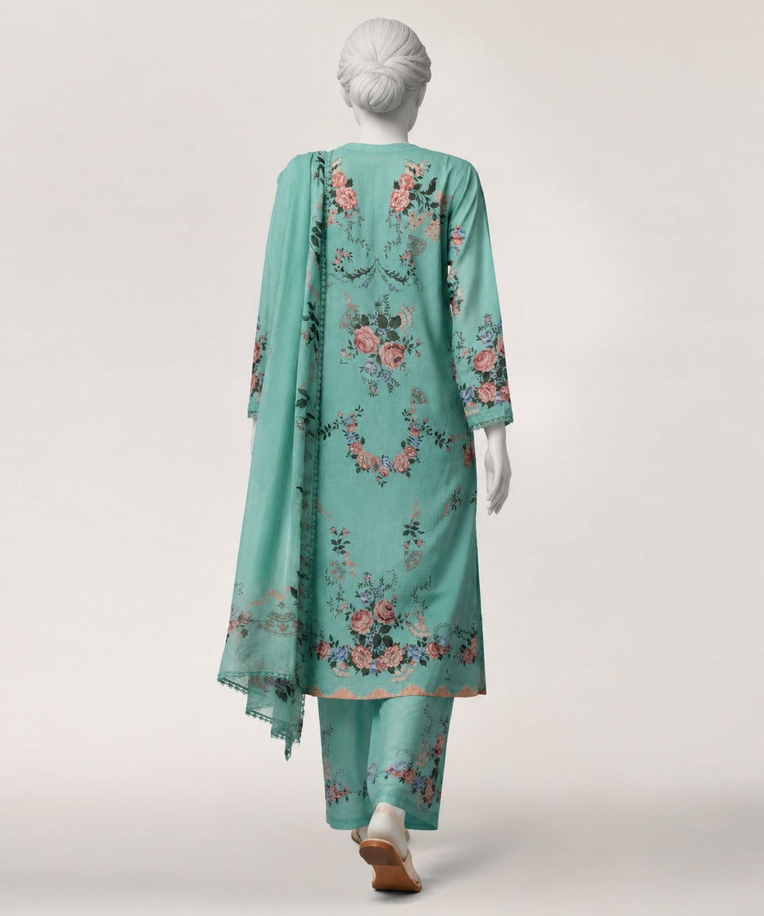 Lawn Aqua Green Stitched Suit - J. Junaid Jamshed
