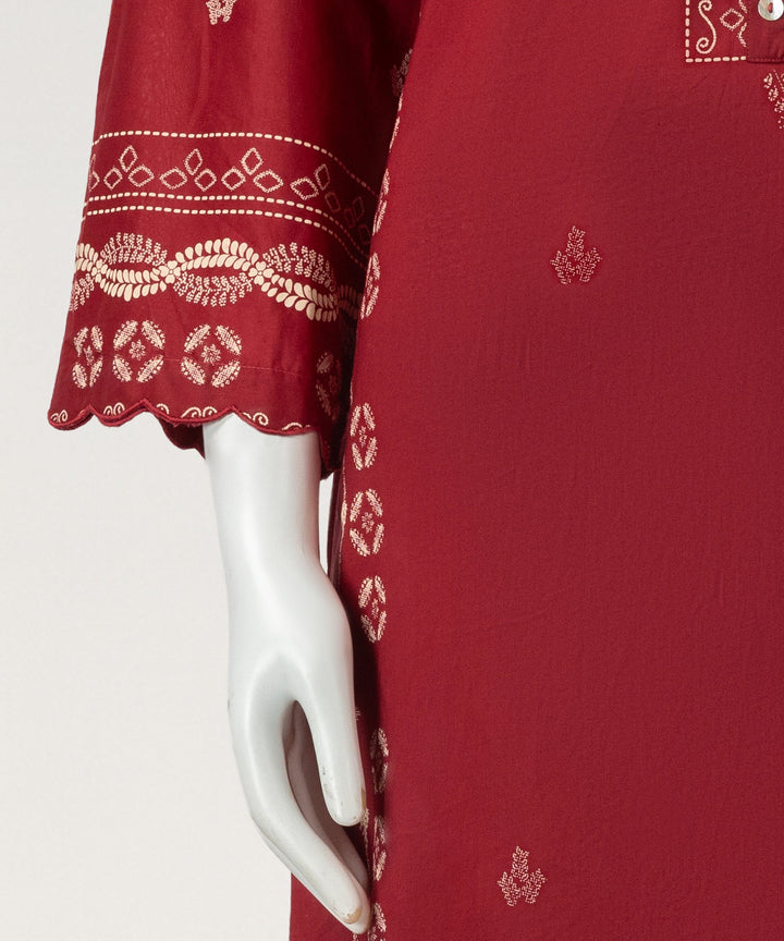Lawn Red Stitched Suit - J. Junaid Jamshed