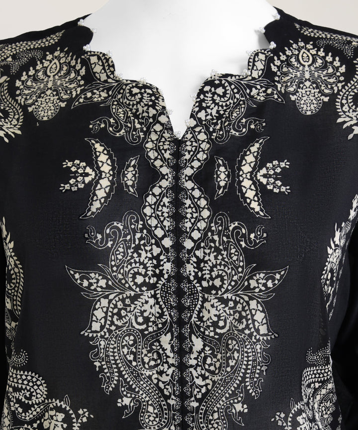 Lawn Black Stitched Suit - J. Junaid Jamshed