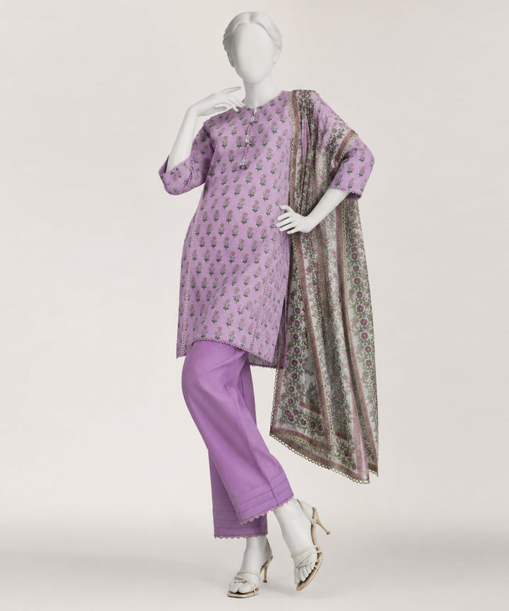 Lawn Purple Stitched Suit - J. Junaid Jamshed