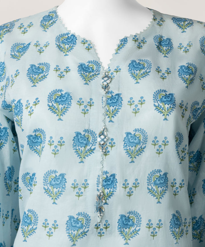 Lawn Sky Blue Stitched Suit - J. Junaid Jamshed
