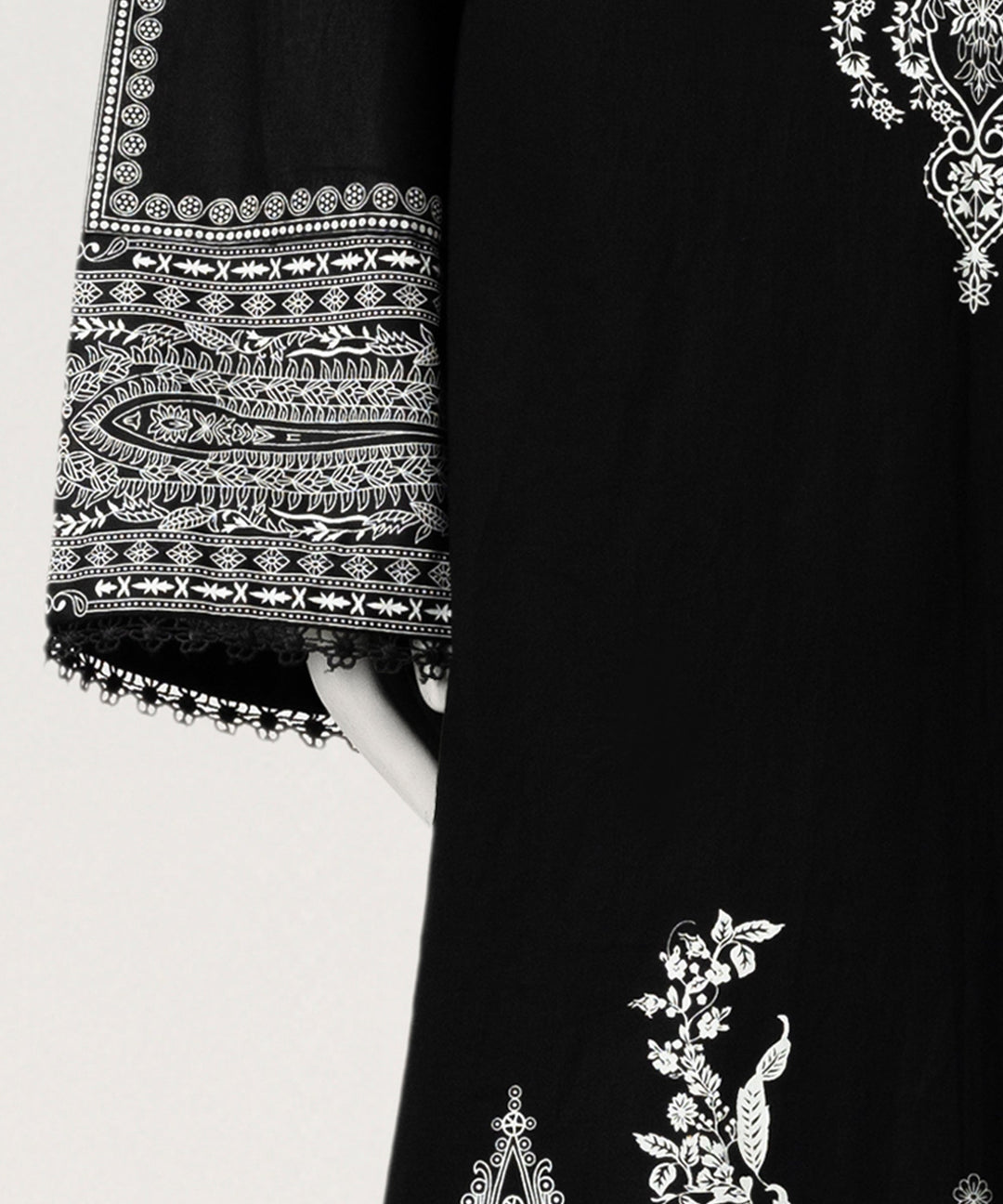 Lawn Black Stitched Suit - J. Junaid Jamshed
