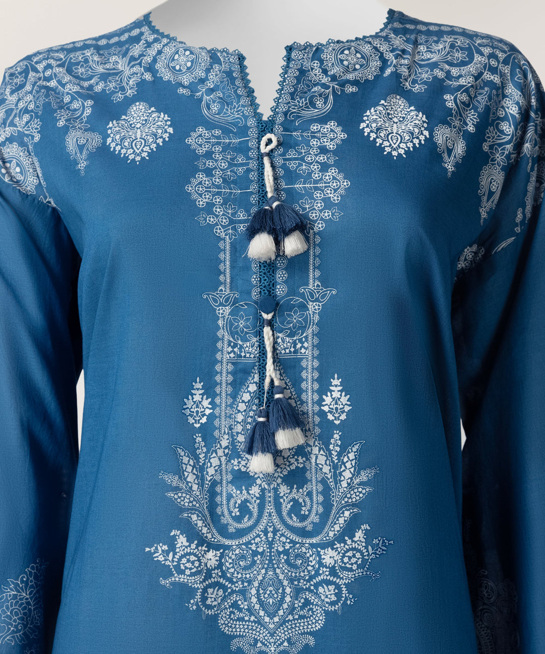 Lawn Blue Stitched Suit - J. Junaid Jamshed