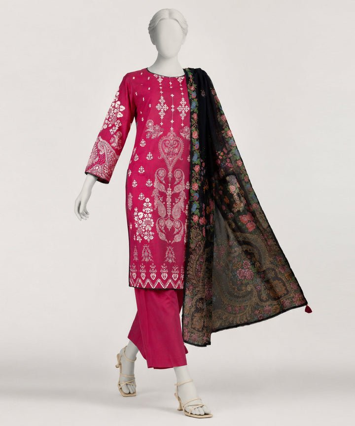 Lawn Pink Stitched Suit - J. Junaid Jamshed