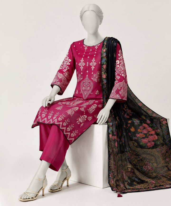 Lawn Pink Stitched Suit - J. Junaid Jamshed