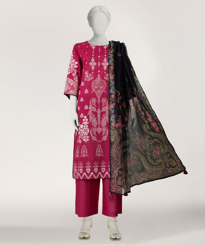 Lawn Pink Stitched Suit - J. Junaid Jamshed