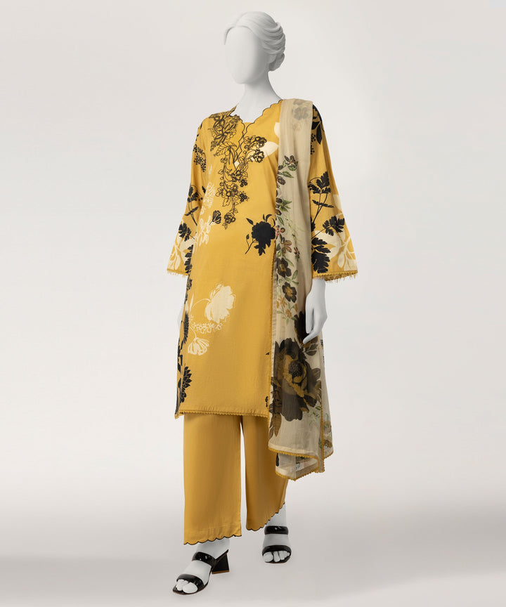 Lawn Yellow Stitched Suit - J. Junaid Jamshed