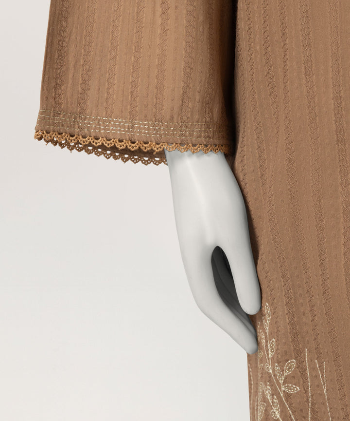 Dobby Brown Stitched Suit - J. Junaid Jamshed