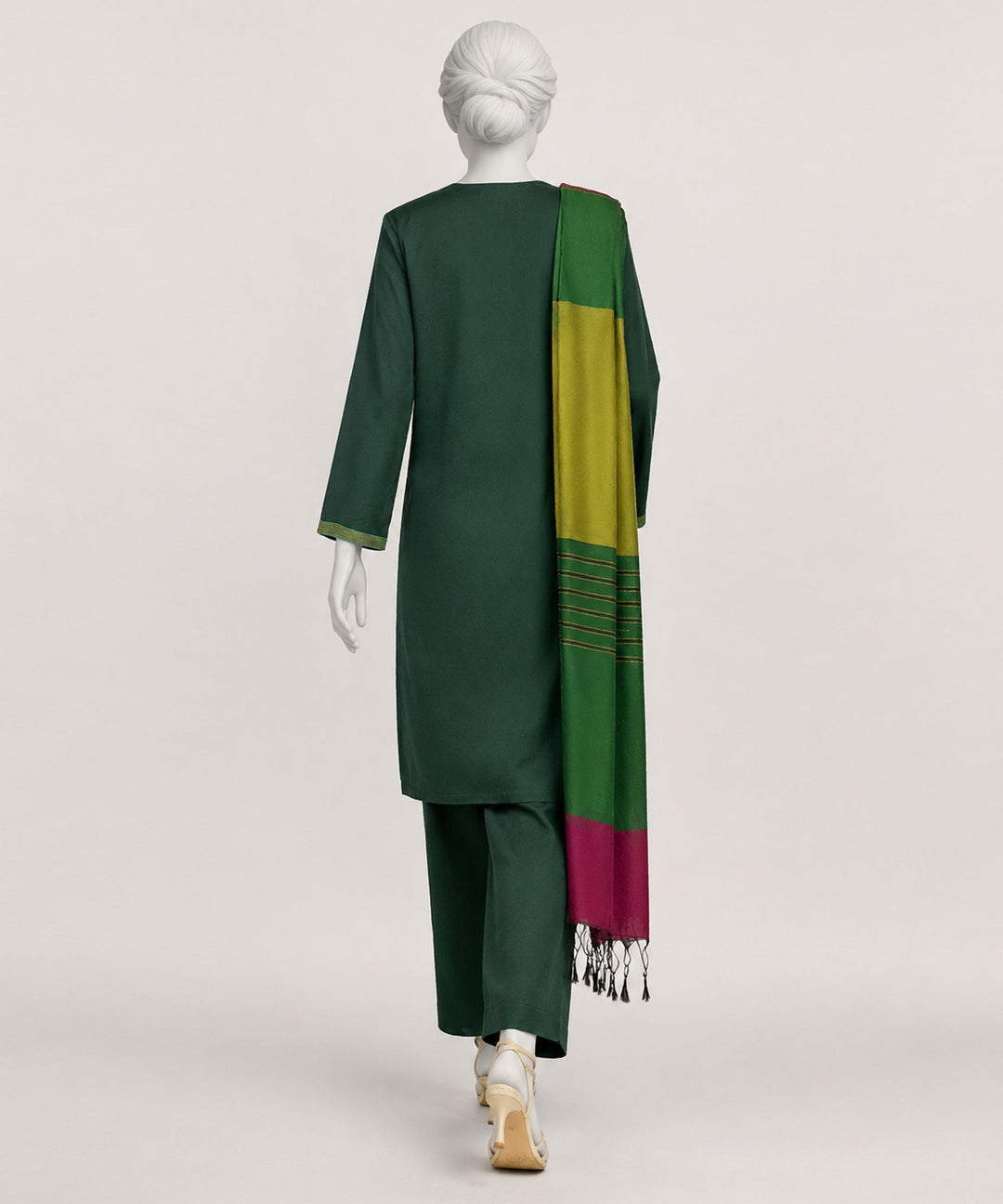 Jacquard Green Stitched Suit - J. Junaid Jamshed