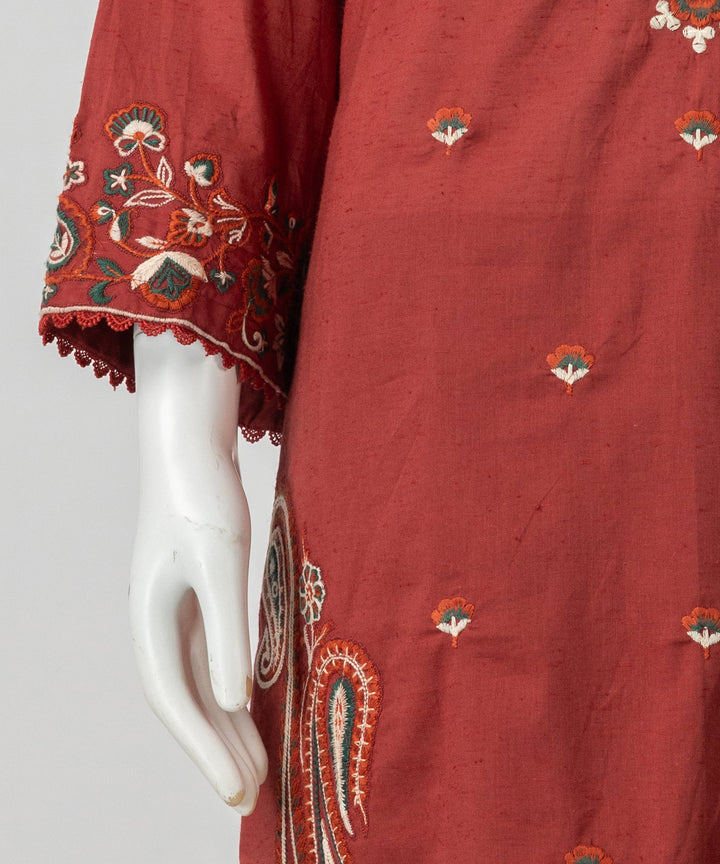 Jacquard Red Stitched Suit - J. Junaid Jamshed