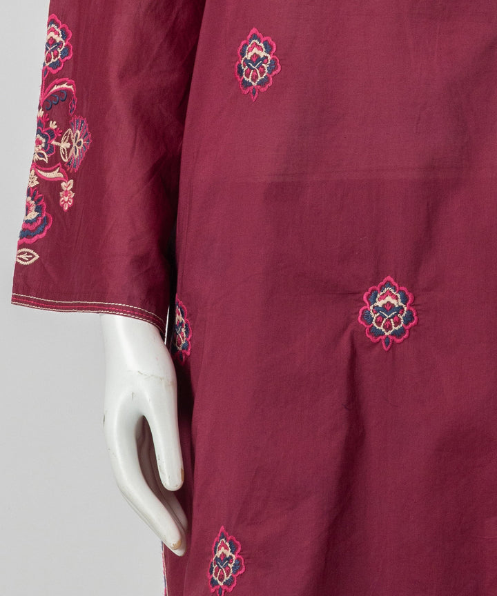 Jacquard Magenta Stitched Suit - J. Junaid Jamshed