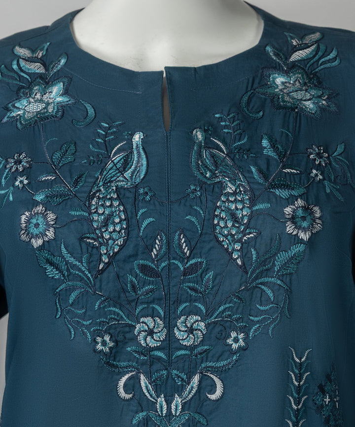 Lawn Blue Stitched Suit - J. Junaid Jamshed