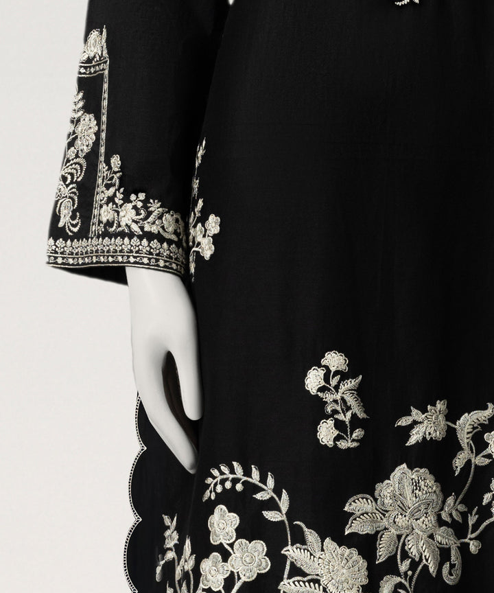 Lawn Black Stitched Suit - J. Junaid Jamshed