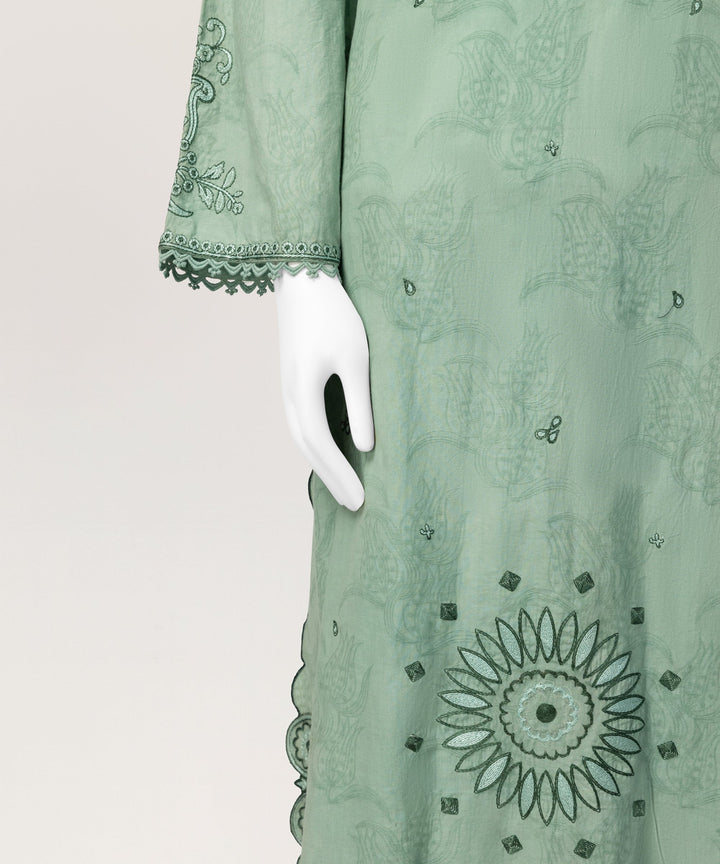 Jacquard Green Stitched Suit - J. Junaid Jamshed