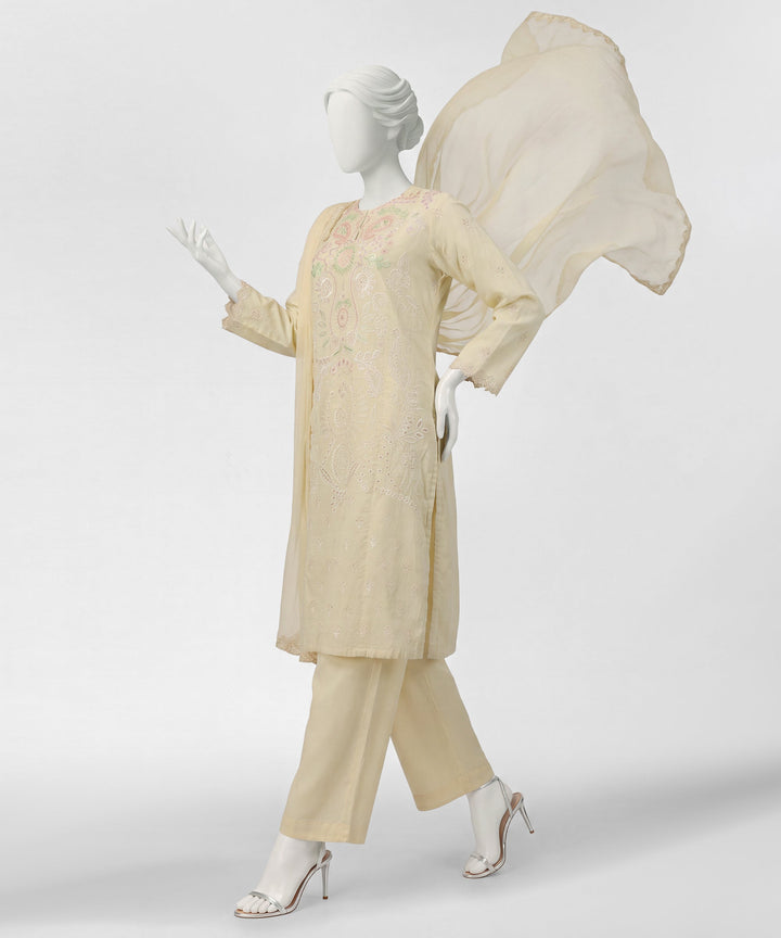 Lawn Yellow Stitched Suit - J. Junaid Jamshed