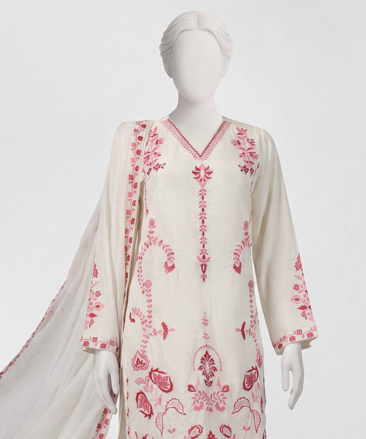 Lawn Off White Stitched Suit - J. Junaid Jamshed
