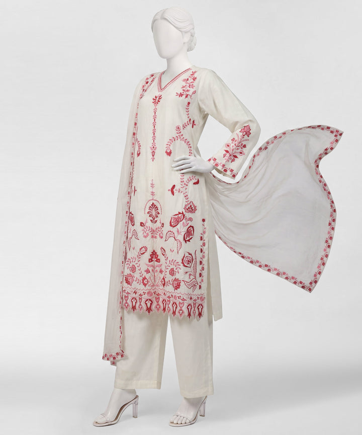 Lawn Off White Stitched Suit - J. Junaid Jamshed