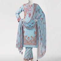 Viscose Blue Stitched Suit - J. Junaid Jamshed