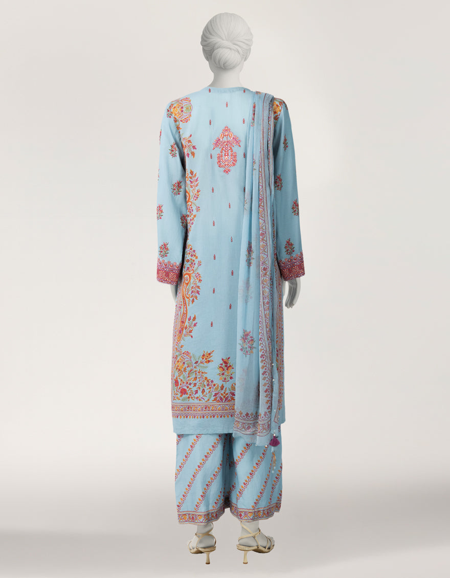 Viscose Blue Stitched Suit - J. Junaid Jamshed