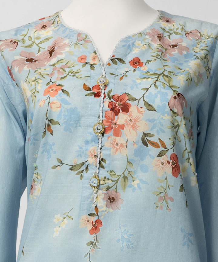 Lawn Blue Stitched Suit - J. Junaid Jamshed