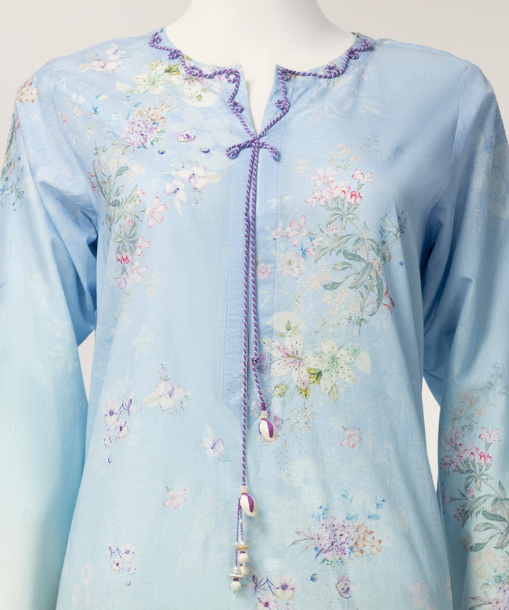 Slub Lawn Blue Stitched Suit - J. Junaid Jamshed