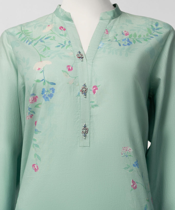 Lawn Green Stitched Suit - J. Junaid Jamshed