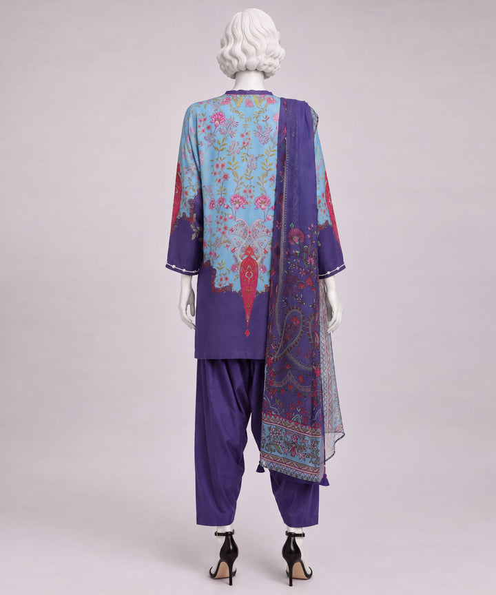 Karandi Blue Stitched Suit - J. Junaid Jamshed