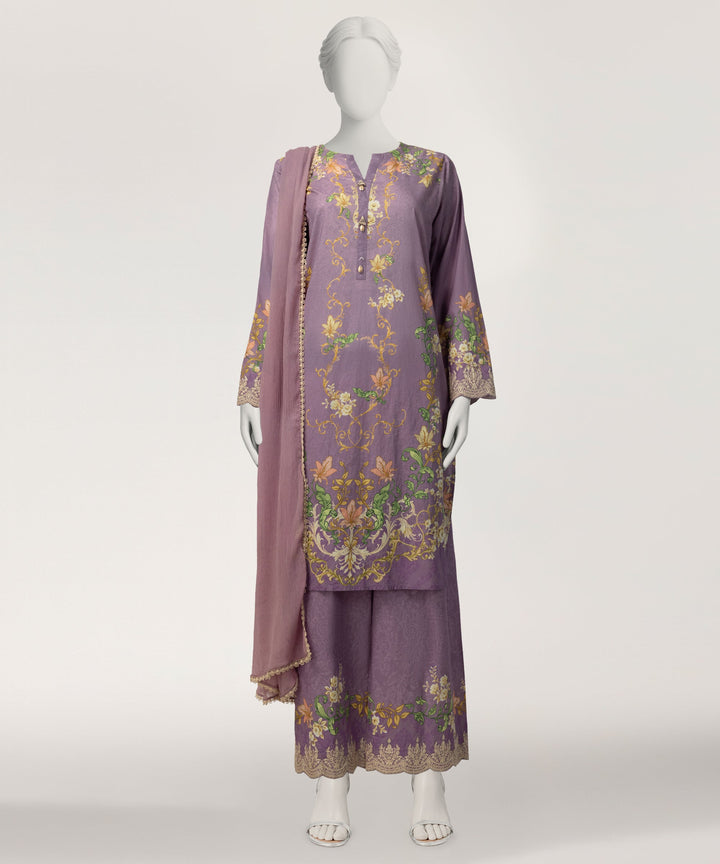 Liminal Purple Stitched Suit - J. Junaid Jamshed