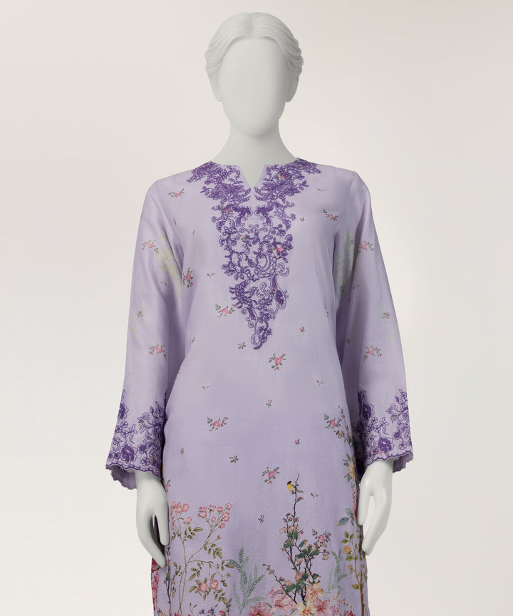 Textured Lilac Stitched Suit - J. Junaid Jamshed