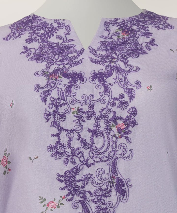 Textured Lilac Stitched Suit - J. Junaid Jamshed