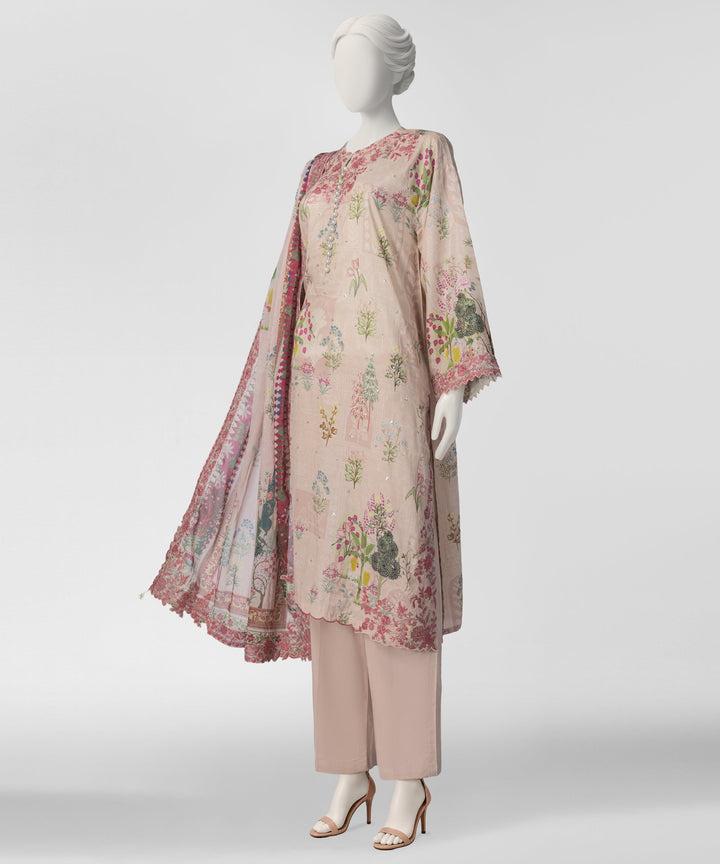 Cotton Viscose Pink Stitched Suit - J. Junaid Jamshed